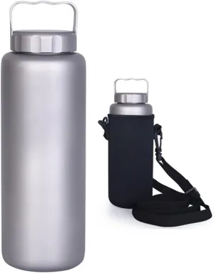 Sports Water Bottle, Titanium Water Bottle Outdoor Leak-Proof Wide Mouth Sport Drinking Bottle Camping Tea Coffee Canteen Kettle for Hiking Climbing Running Backpacking 1050ml/35.5 oz(With handle)