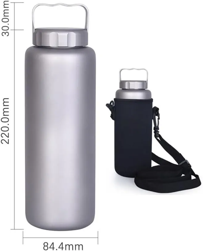 Sports Water Bottle, Titanium Water Bottle Outdoor Leak-Proof Wide Mouth Sport Drinking Bottle Camping Tea Coffee Canteen Kettle for Hiking Climbing Running Backpacking 1050ml/35.5 oz(With handle)