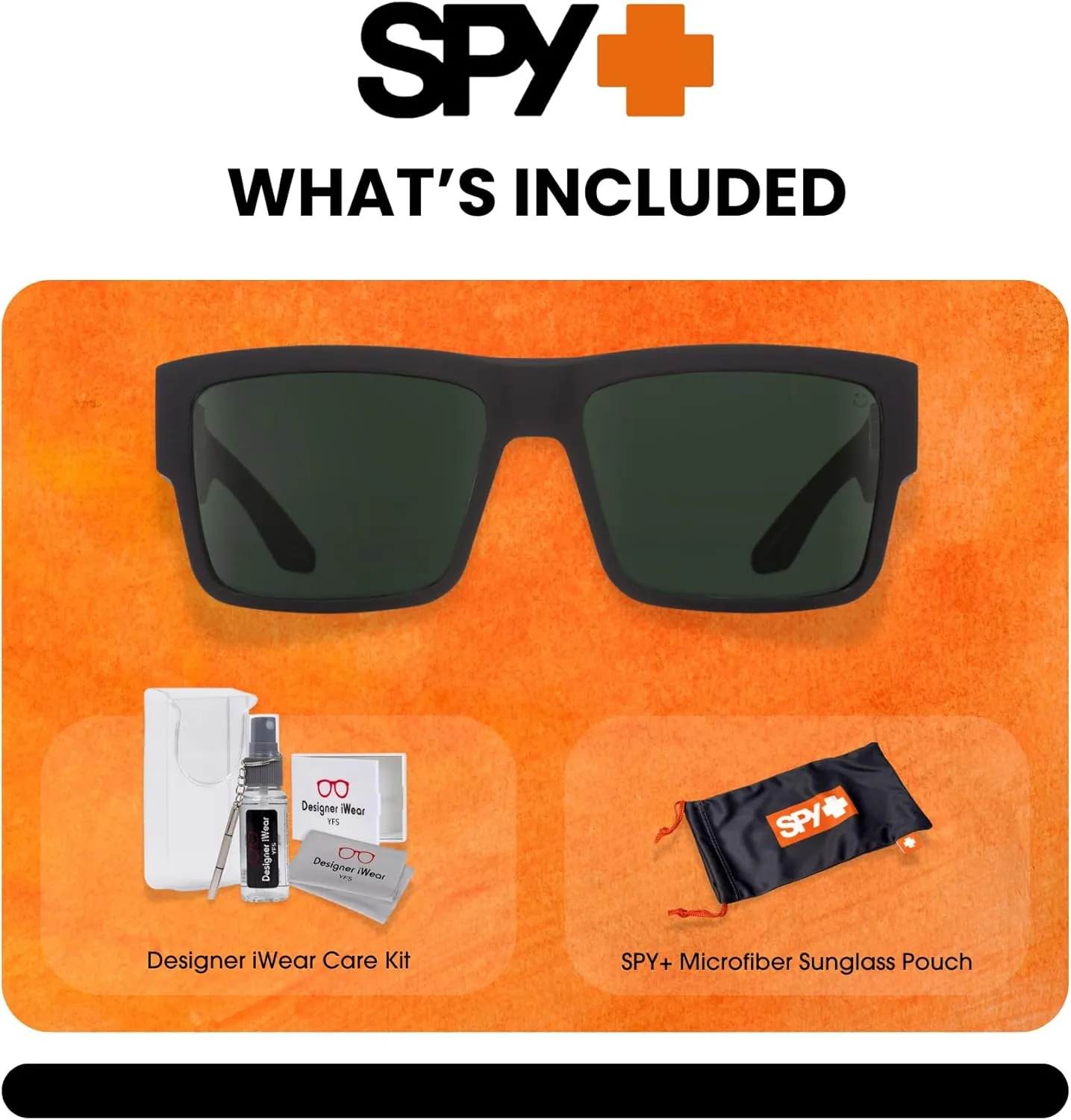 SPY Cyrus Square Sunglasses for Men for Women   BUNDLE with Designer iWear Eyewear Kit