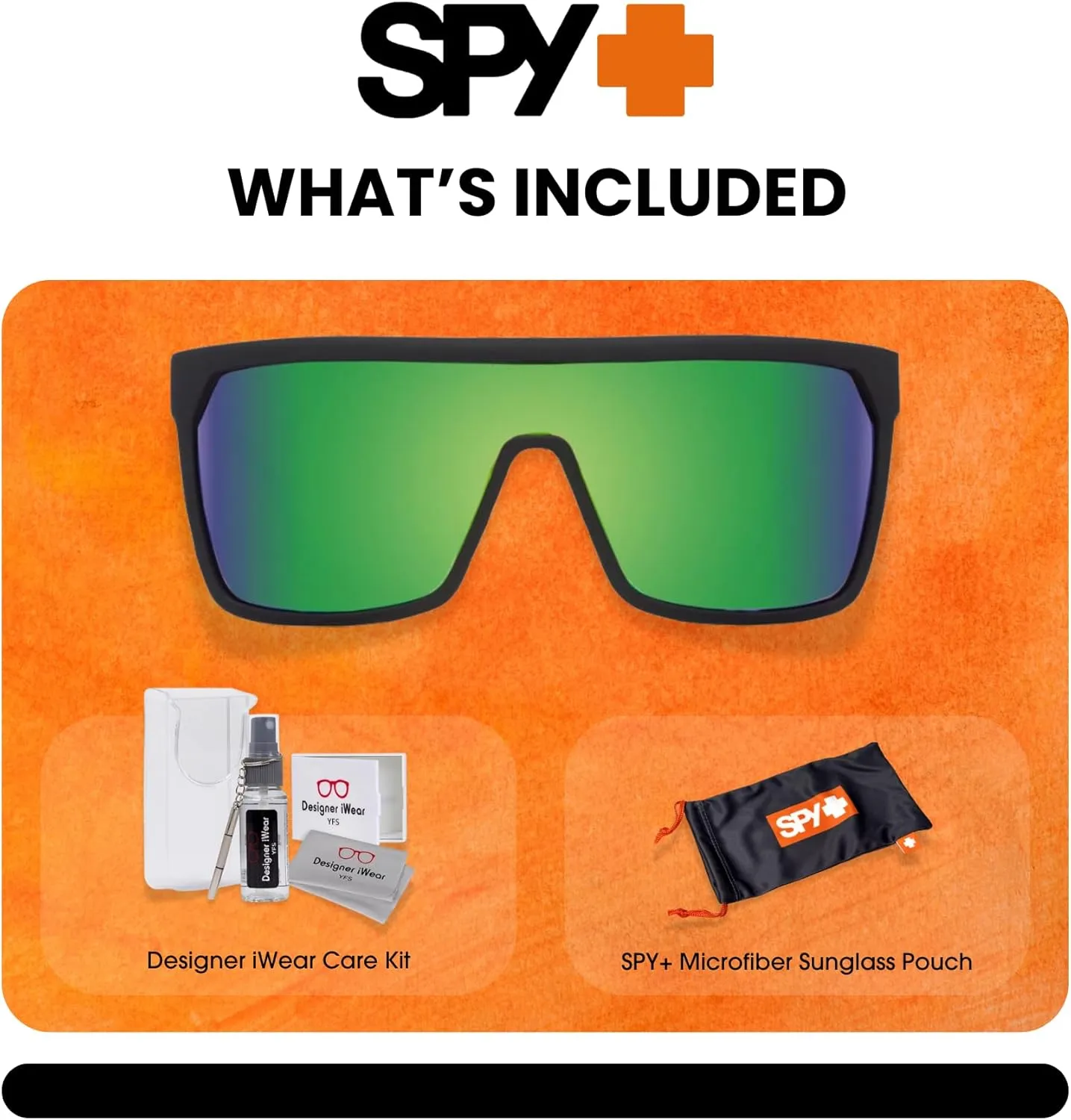 SPY FLYNN Square Sunglasses for Men   BUNDLE with Designer iWear Eyewear Kit