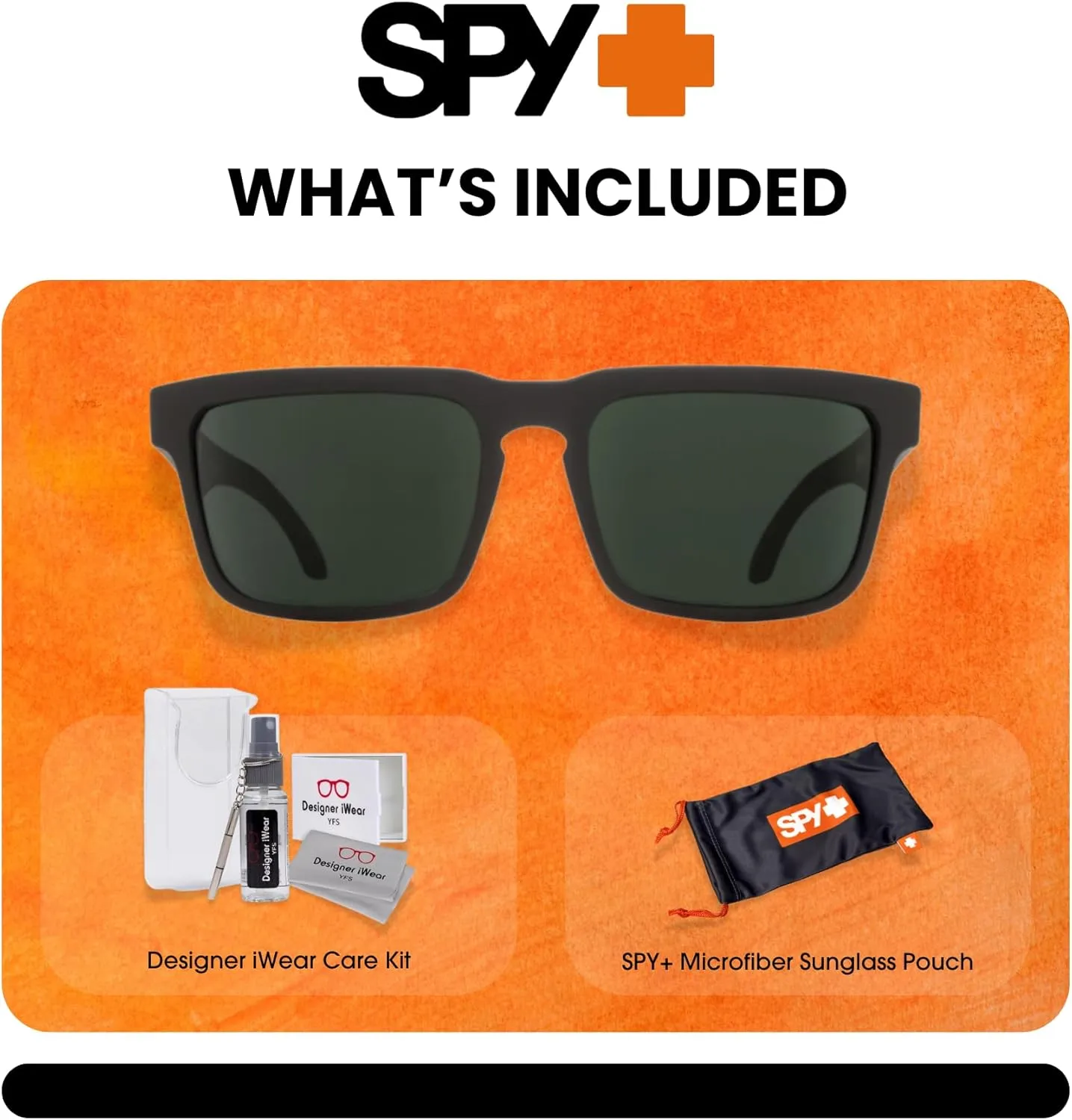SPY Helm Square Sunglasses for Men for Women   BUNDLE With Designer iWear Eyewear Kit