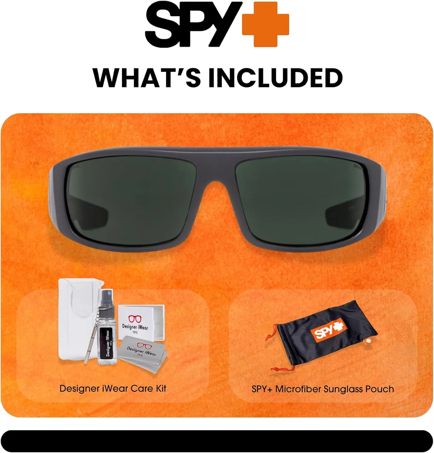 SPY Logan Rectangular Sunglasses for Men   BUNDLE with Designer iWear Eyewear Kit