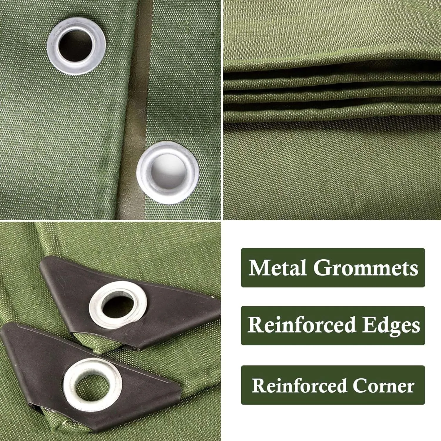 SRHIMEOS 6' x 10' Heavy Duty Green Canvas Tarp, Waterproof Camping Tarps Cover with Rustproof Grommets, 30 Mil Thickness Tarpaulin for Outdoor Pool, UV Blocking and Tear Resistant