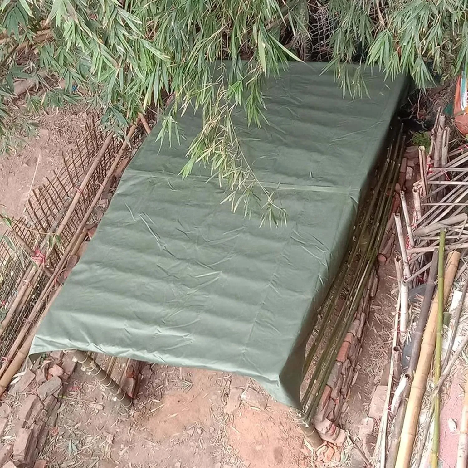 SRHIMEOS 6' x 10' Heavy Duty Green Canvas Tarp, Waterproof Camping Tarps Cover with Rustproof Grommets, 30 Mil Thickness Tarpaulin for Outdoor Pool, UV Blocking and Tear Resistant
