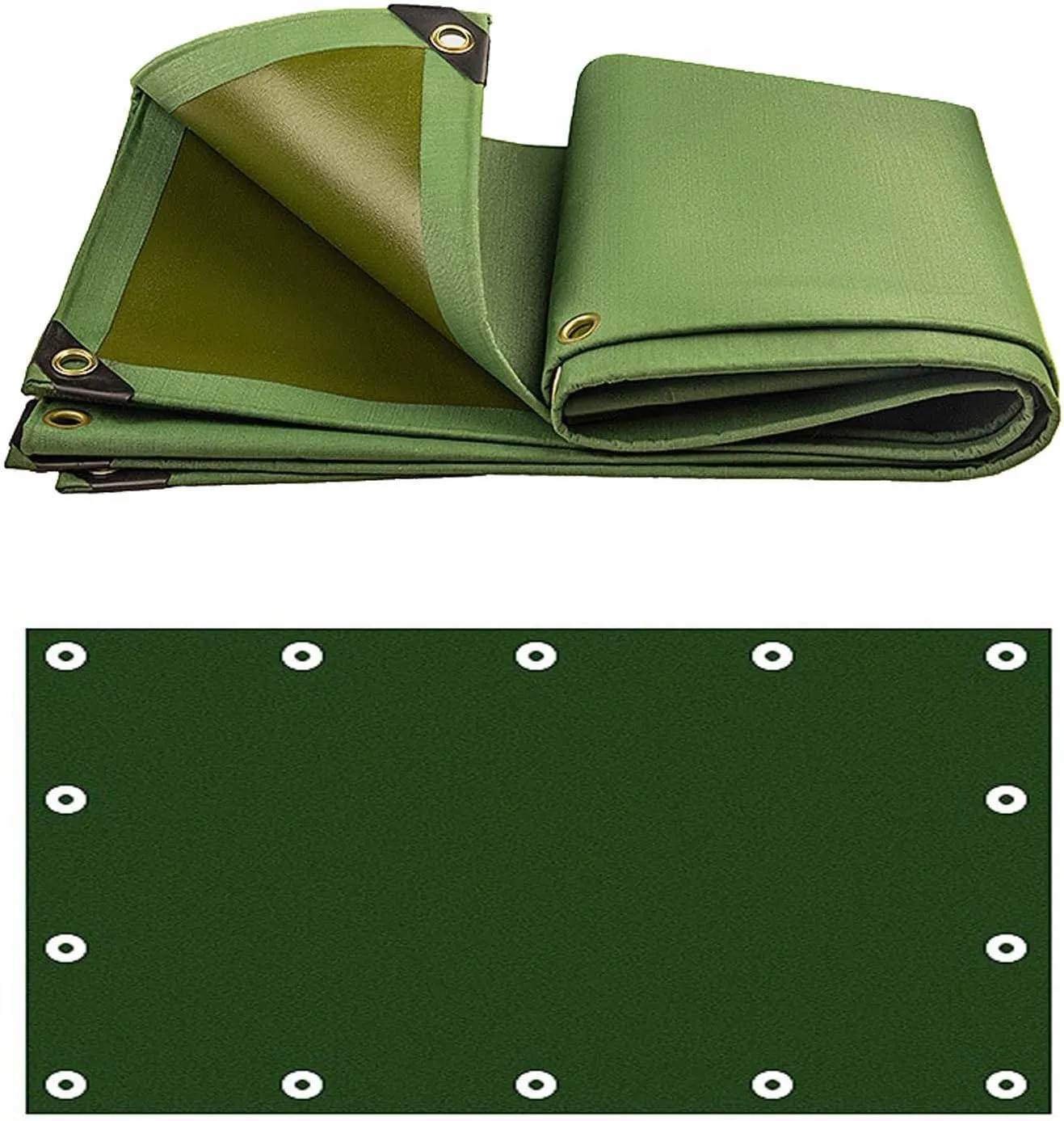 SRHIMEOS 6' x 10' Heavy Duty Green Canvas Tarp, Waterproof Camping Tarps Cover with Rustproof Grommets, 30 Mil Thickness Tarpaulin for Outdoor Pool, UV Blocking and Tear Resistant