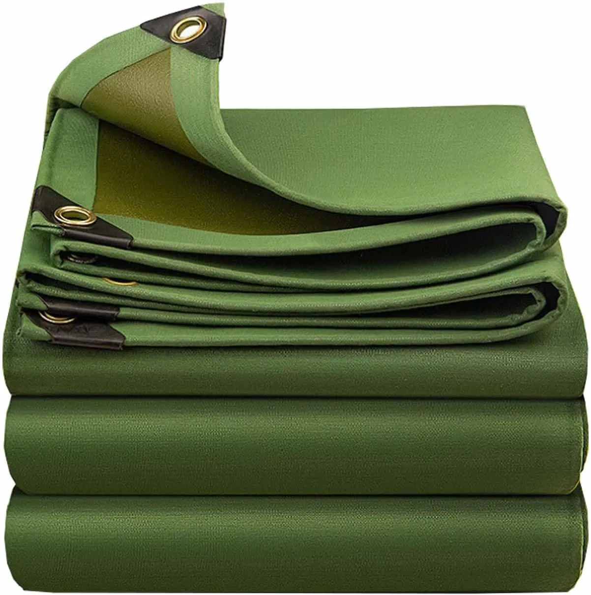 SRHIMEOS 6' x 10' Heavy Duty Green Canvas Tarp, Waterproof Camping Tarps Cover with Rustproof Grommets, 30 Mil Thickness Tarpaulin for Outdoor Pool, UV Blocking and Tear Resistant