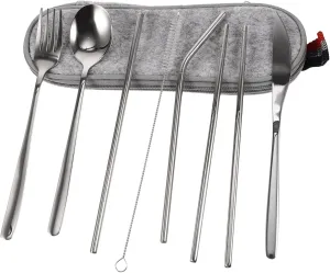 Stainless Steel Cutlery Set 5pc Portable Tableware Fork Spoon Knife for Camping Outdoor Use