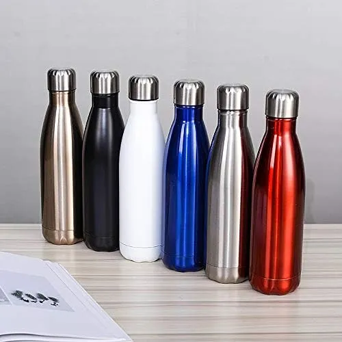 Stainless Steel Kettle 500ML, Double-layer Large-capacity Sports Water Cup Suitable For Outdoor Cycling And Home Use(Black)