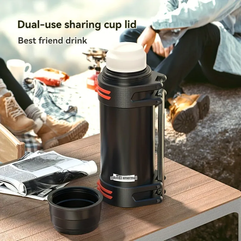 Stainless Steel Large Capacity Insulated Kettle For Outdoor Camping, Suitable For Both Men And Women, Ideal For Car Travel, Portable For Hot Water
