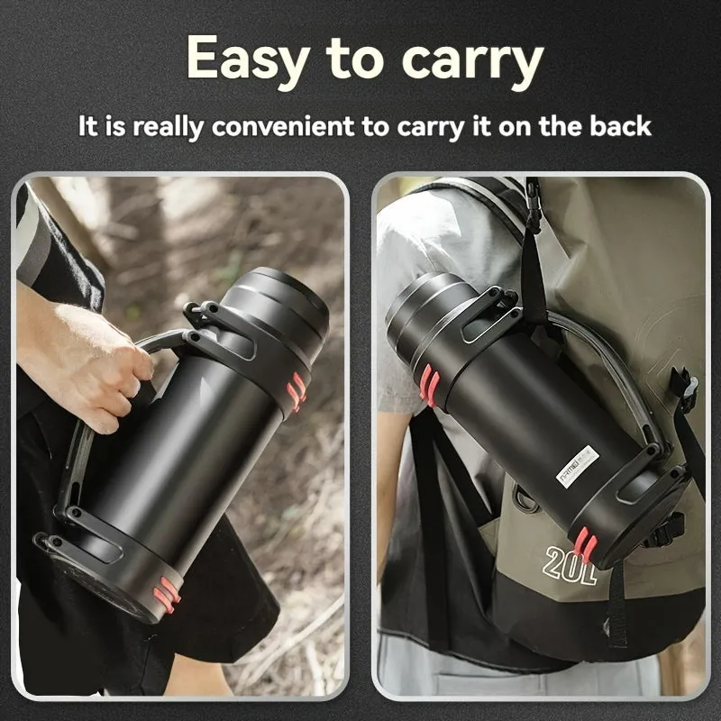 Stainless Steel Large Capacity Insulated Kettle For Outdoor Camping, Suitable For Both Men And Women, Ideal For Car Travel, Portable For Hot Water