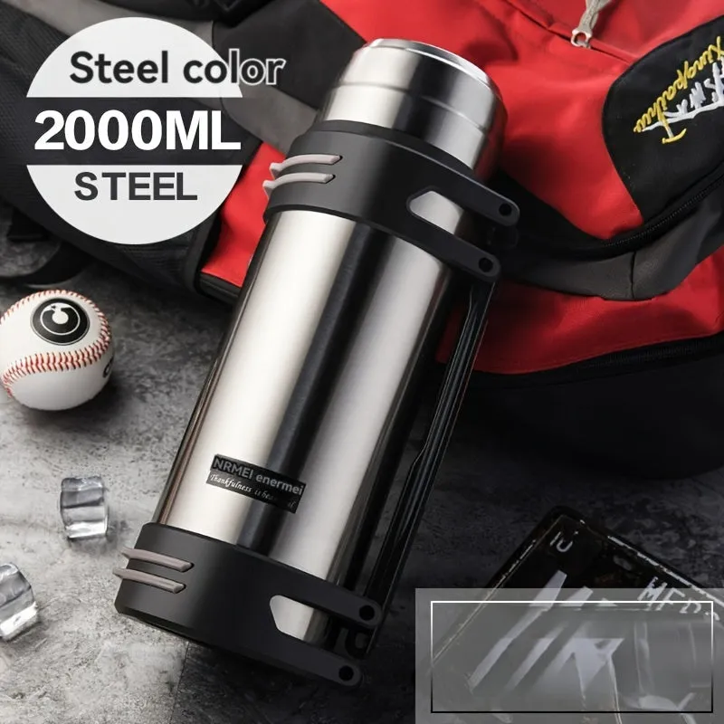 Stainless Steel Large Capacity Insulated Kettle For Outdoor Camping, Suitable For Both Men And Women, Ideal For Car Travel, Portable For Hot Water