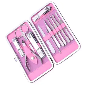 Stainless Steel Nail Clipper Set 12-in-1 Manicure Kit Nail File and Buffer Travel Beauty Tool Kit