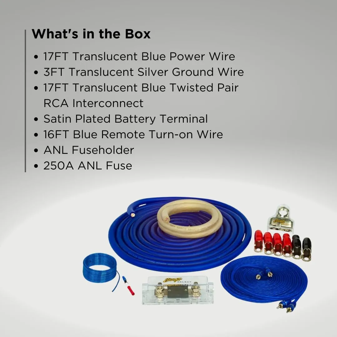 Stinger 1/0 Gauge Copper Amplifier Wiring Kit, 2400 Watt Sub Wiring Kit, Complete Amp Wiring Kit for Easy Installation (SS2400XS)