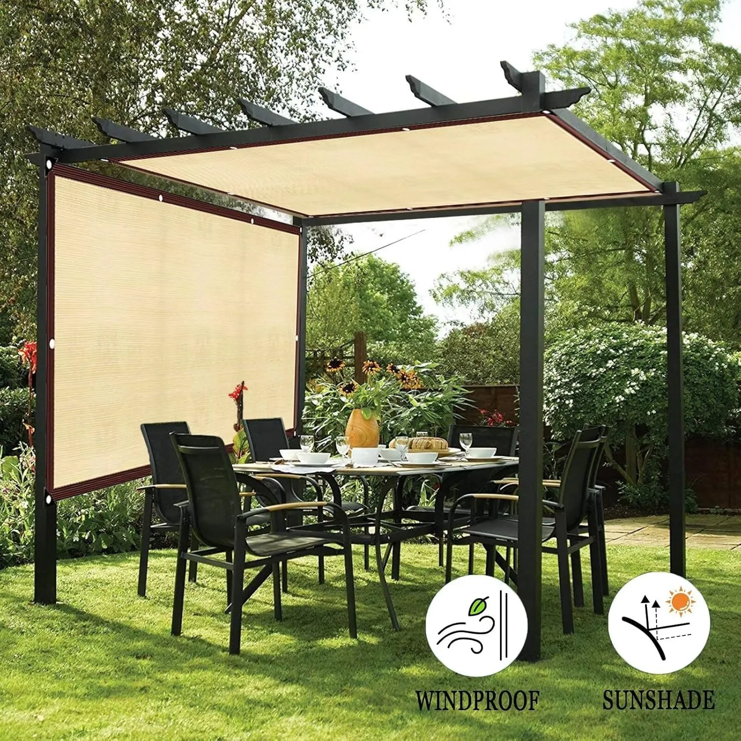 Sun Shade Cloth - Garden Shade Mesh Netting Cover with Grommets for Outdoor Pergola Patio Deck Plants Greenhouse Chicken Coop Swimming Pool（3x10FT
