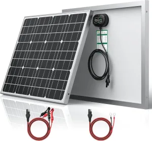 SUNER POWER 12V 50W Solar Battery Charger Maintainer PRO, Built-in UltraSmart MPPT Charge Controller, Waterproof 50 Watt Solar Panel Charging Kit for 12Volt AGM, Deep Cycle, Lead-Acid, Lifepo4 Battery
