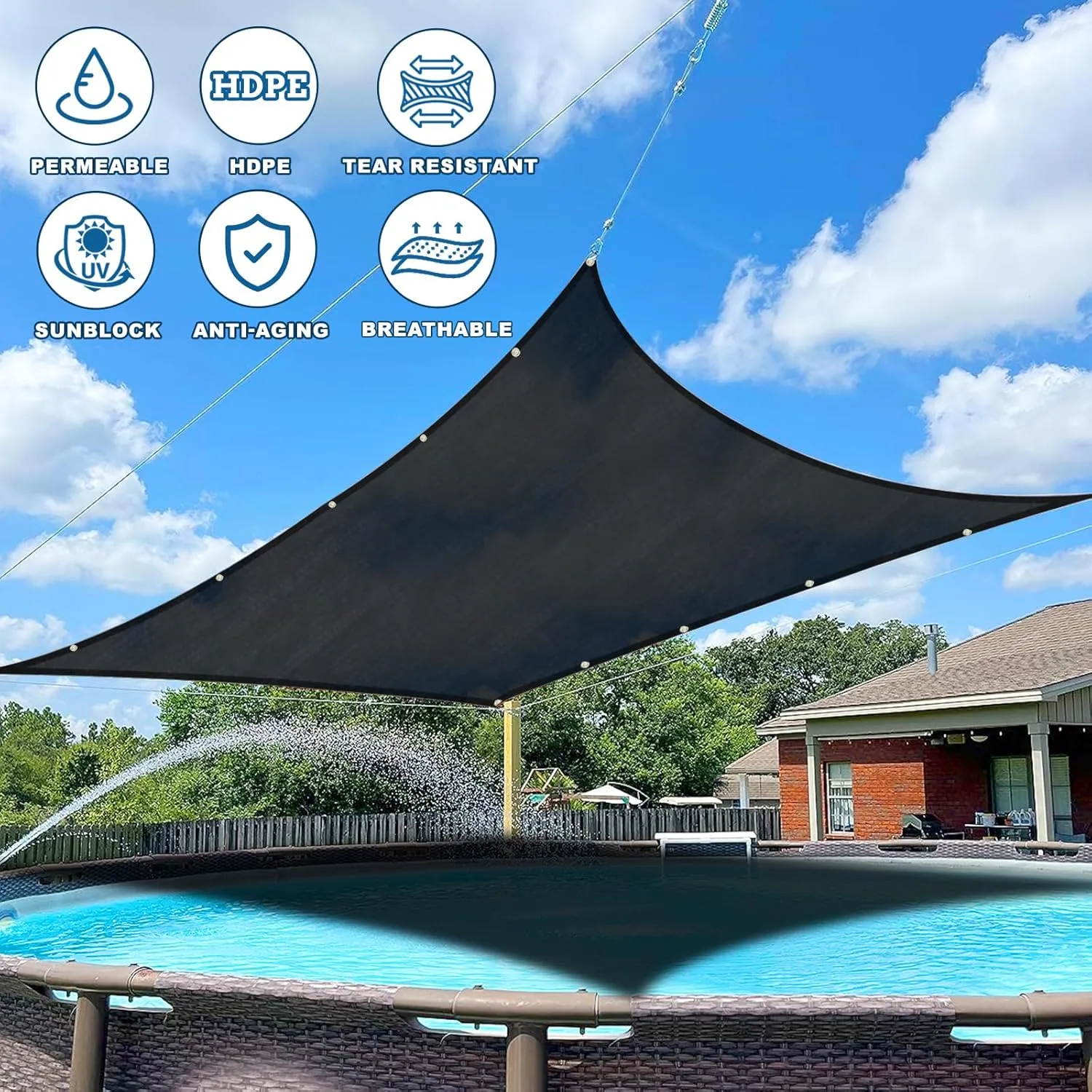 SUNNY GUARD 70% Shade Cloth, 20x20ft Mesh Tarp with Grommets, Shade Tarp for Garden, Plant, Canopy，Patio, Blackhouse, Pergola,Black