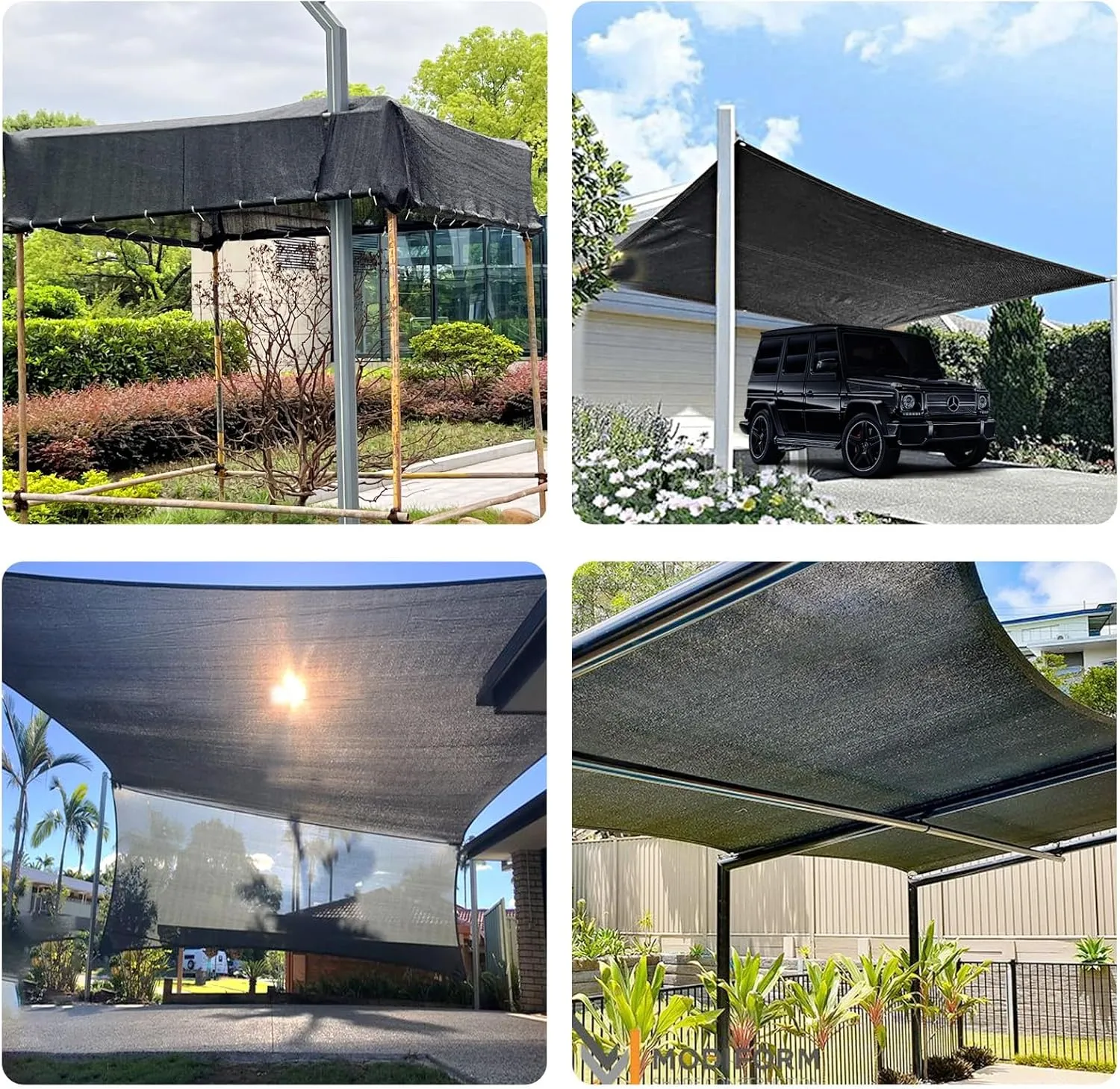 SUNNY GUARD 70% Shade Cloth, 20x20ft Mesh Tarp with Grommets, Shade Tarp for Garden, Plant, Canopy，Patio, Blackhouse, Pergola,Black
