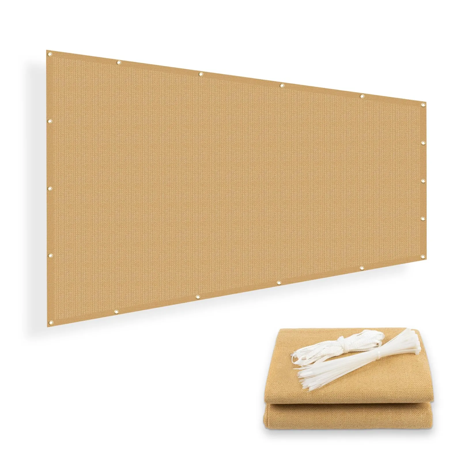 SUNNY GUARD Shade Cloth 10x14 FT Sun Shade Screen Fabric Shade Cover Tarp with Grommets for Pergola Backyard Garden, Sand