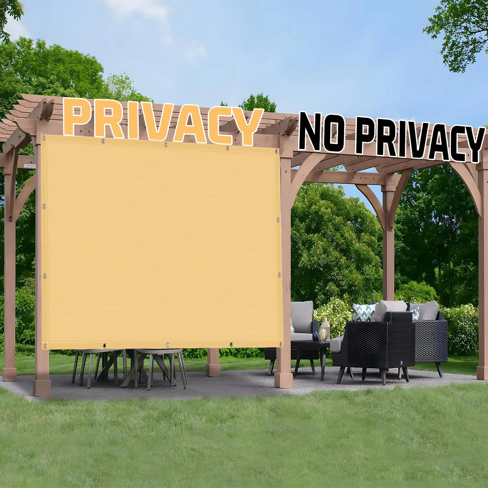 SUNNY GUARD Shade Cloth Custom Size 12x15 FT Sun Shade Screen Fabric Shade Cover Tarp with Grommets for Pergola Backyard Garden, Sand(We Customized)