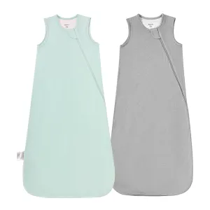 Supersoft Rayon Made from Bamboo Sleep Sack 3-6 Months Newborn Sleep Sack 0-3 Months 1.0 Tog Baby Wearable Blanket with 2-Way Zipper Unisex Sleeping Bag for Babies (2 Pack) Green & Gray