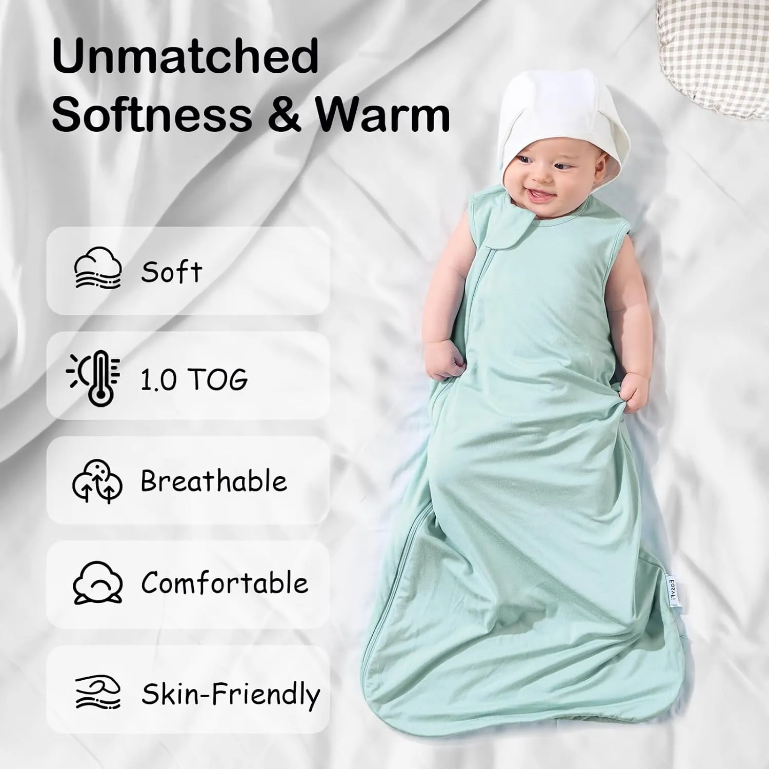 Supersoft Rayon Made from Bamboo Sleep Sack 3-6 Months Newborn Sleep Sack 0-3 Months 1.0 Tog Baby Wearable Blanket with 2-Way Zipper Unisex Sleeping Bag for Babies (2 Pack) Green & Gray