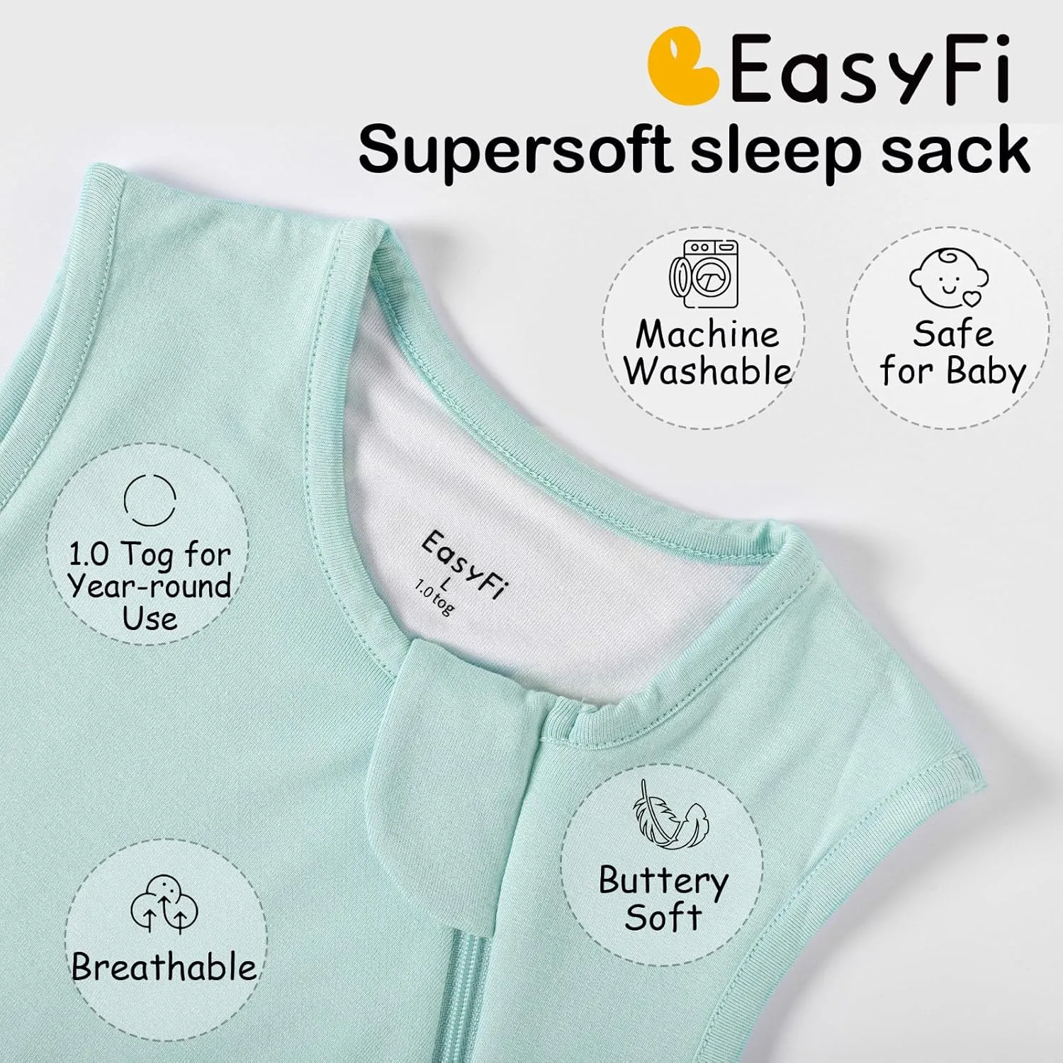 Supersoft Rayon Made from Bamboo Sleep Sack 3-6 Months Newborn Sleep Sack 0-3 Months 1.0 Tog Baby Wearable Blanket with 2-Way Zipper Unisex Sleeping Bag for Babies (2 Pack) Green & Gray