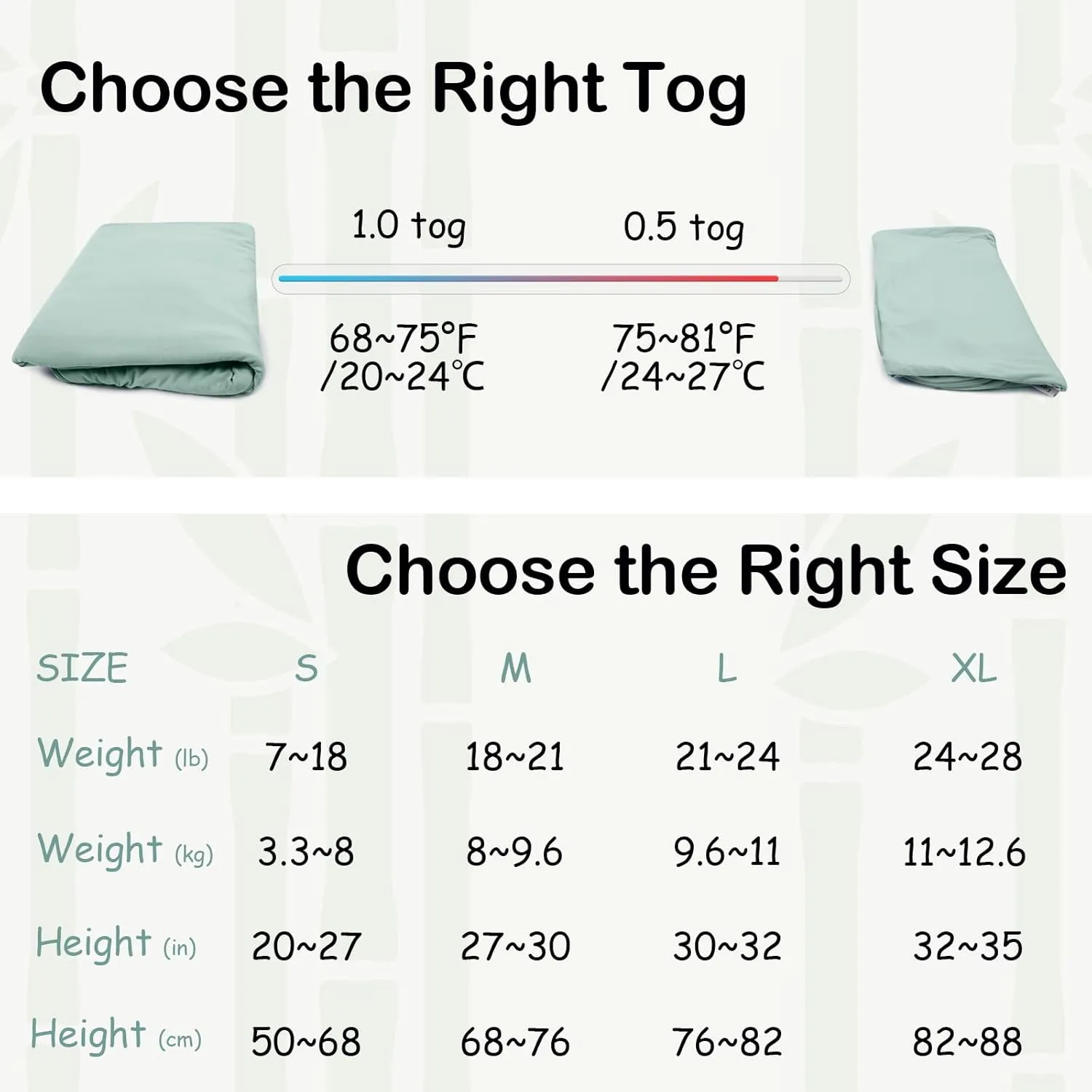 Supersoft Rayon Made from Bamboo Sleep Sack 3-6 Months Newborn Sleep Sack 0-3 Months 1.0 Tog Baby Wearable Blanket with 2-Way Zipper Unisex Sleeping Bag for Babies (2 Pack) Green & Gray