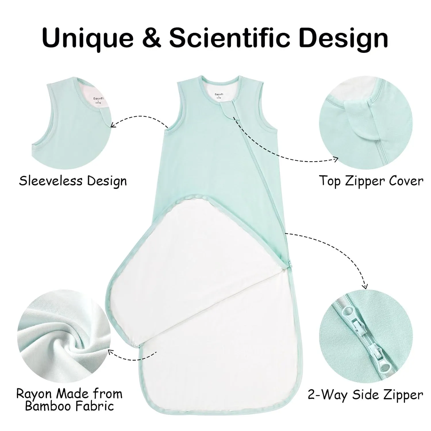 Supersoft Rayon Made from Bamboo Sleep Sack 3-6 Months Newborn Sleep Sack 0-3 Months 1.0 Tog Baby Wearable Blanket with 2-Way Zipper Unisex Sleeping Bag for Babies (2 Pack) Green & Gray