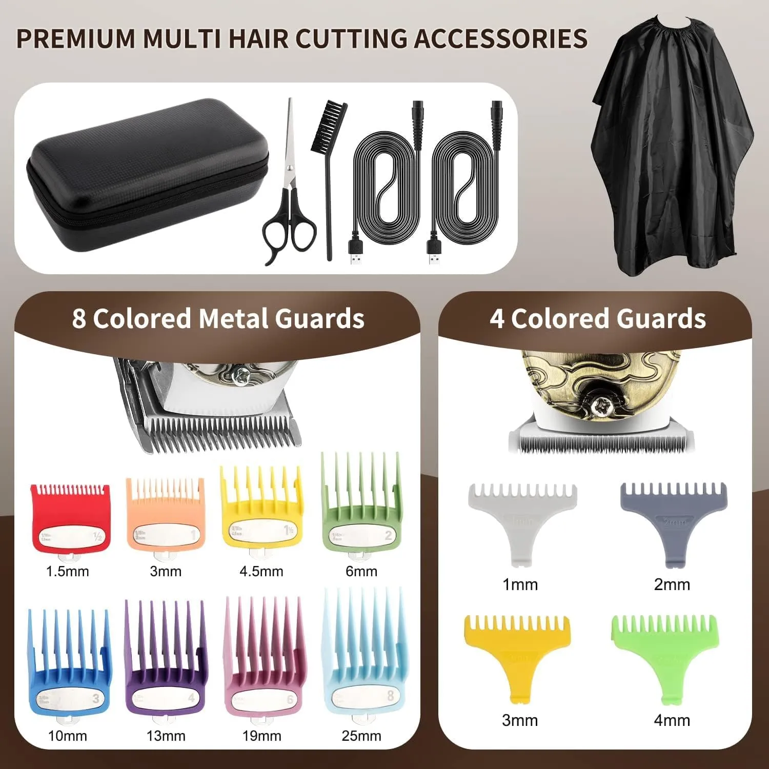Suttik Professional Barber Hair Clippers and Trimmers Set, Cordless Barber Kit Hair Cutting Kit with Travel Case Barber Clippers Set Professioal Mens Grooming Kit