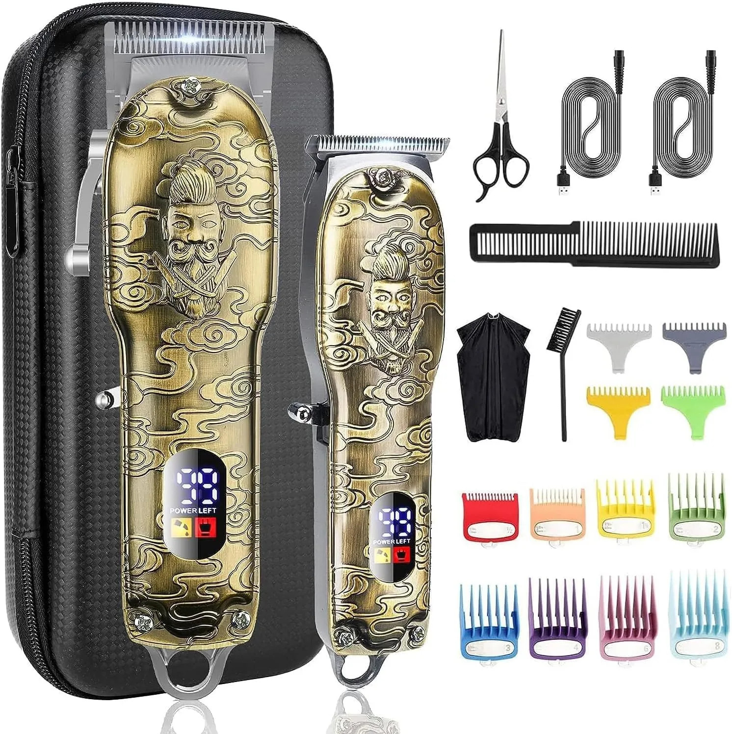 Suttik Professional Barber Hair Clippers and Trimmers Set, Cordless Barber Kit Hair Cutting Kit with Travel Case Barber Clippers Set Professioal Mens Grooming Kit