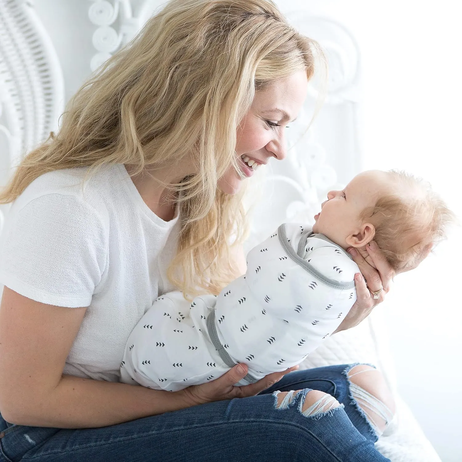 SwaddleDesigns 6-Way Omni Swaddle Sack® Arms Up Swaddle for Newborn, More Options to Calm Startle Reflex, Improves Sleep, Easy Transition Baby Sleep Sack, Sm, 0-3 Month, Watercolor Mountains & Trees