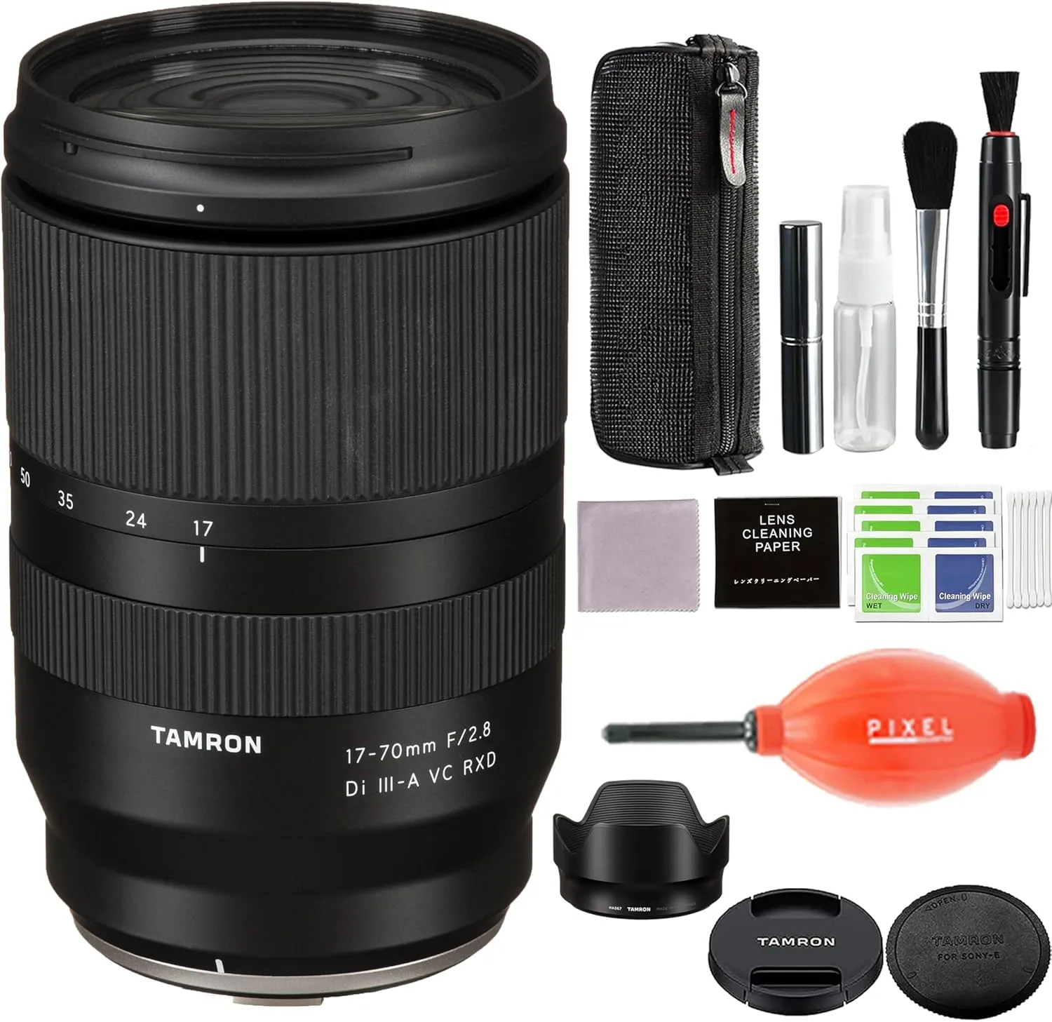 Tamron 17-70mm f/2.8 Di III-A VC RXD Lens for FUJIFILM with Pixel Advanced Accessory and Travel Bundle (Tamron 6 Year USA Warranty) | FUJIFILM 17-70 mm Lens