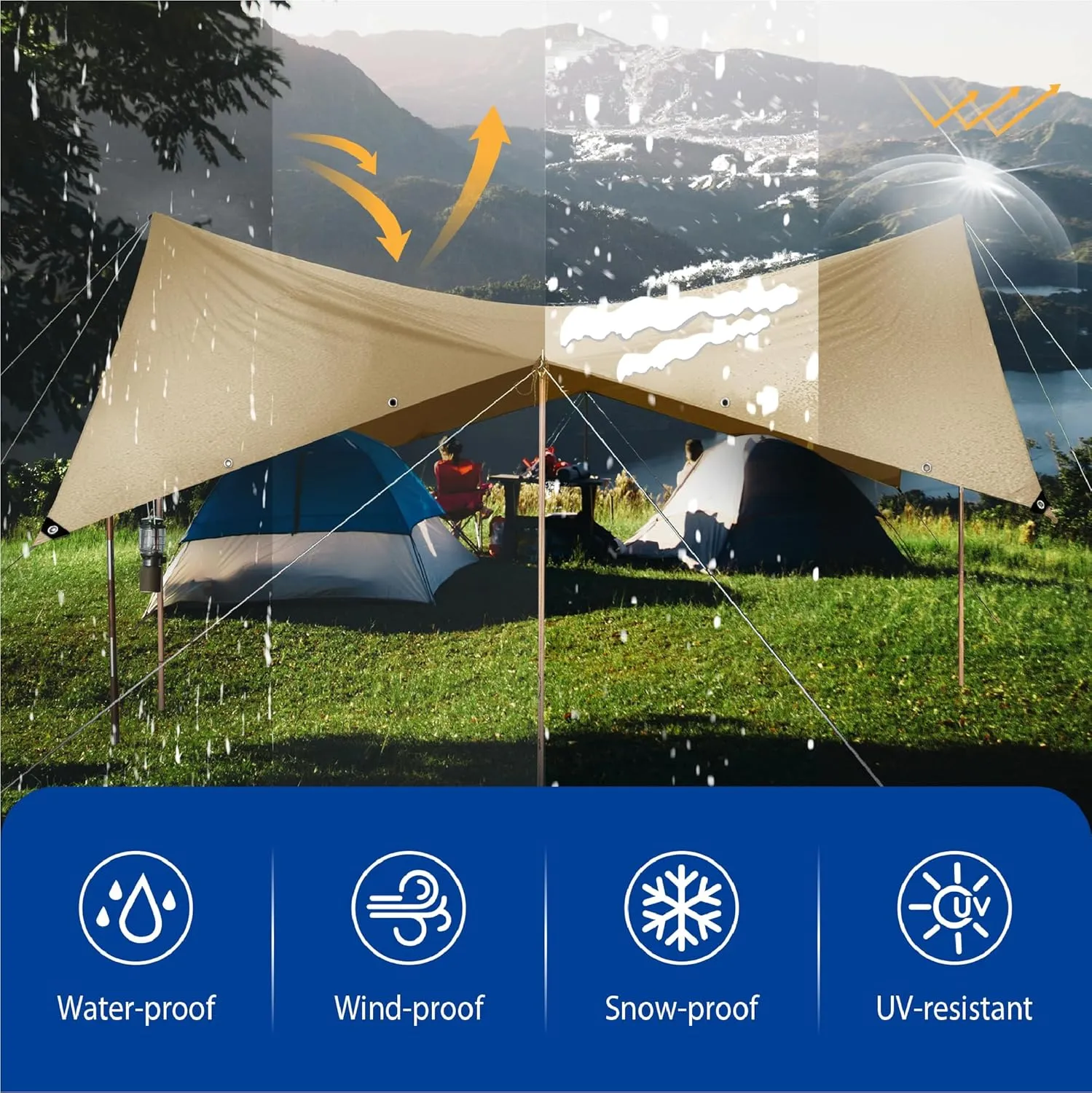 Tarp 12x20 Heavy Duty Waterproof Beige Tarp 12.5mil,Durable,Multipurpose, Weather Resistant,Uv Resistant,Tear Resistant,Can Be Used for Outdoor Furniture,Cars,Ships,Roofs-by MVPNET