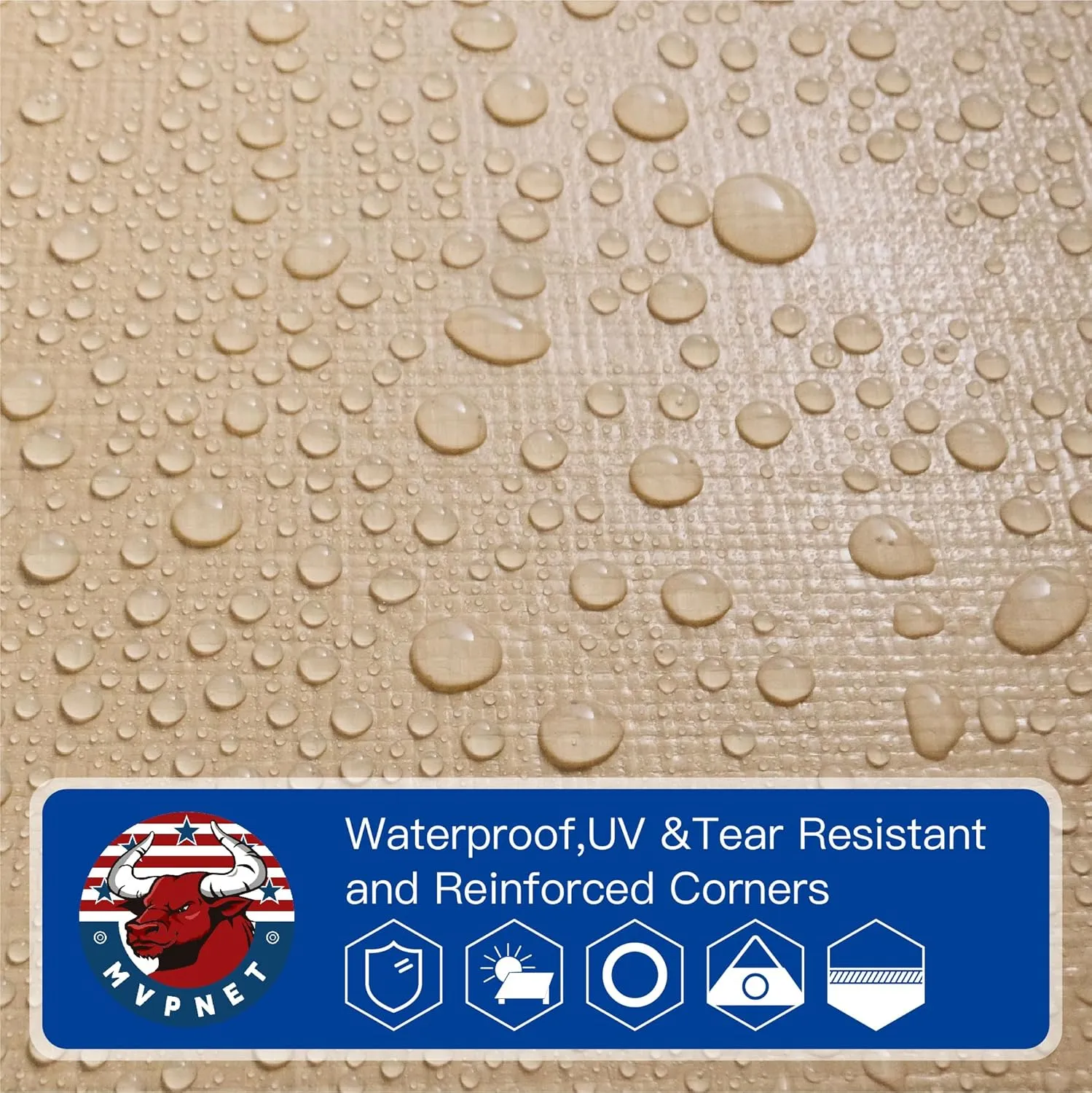 Tarp 12x20 Heavy Duty Waterproof Beige Tarp 12.5mil,Durable,Multipurpose, Weather Resistant,Uv Resistant,Tear Resistant,Can Be Used for Outdoor Furniture,Cars,Ships,Roofs-by MVPNET