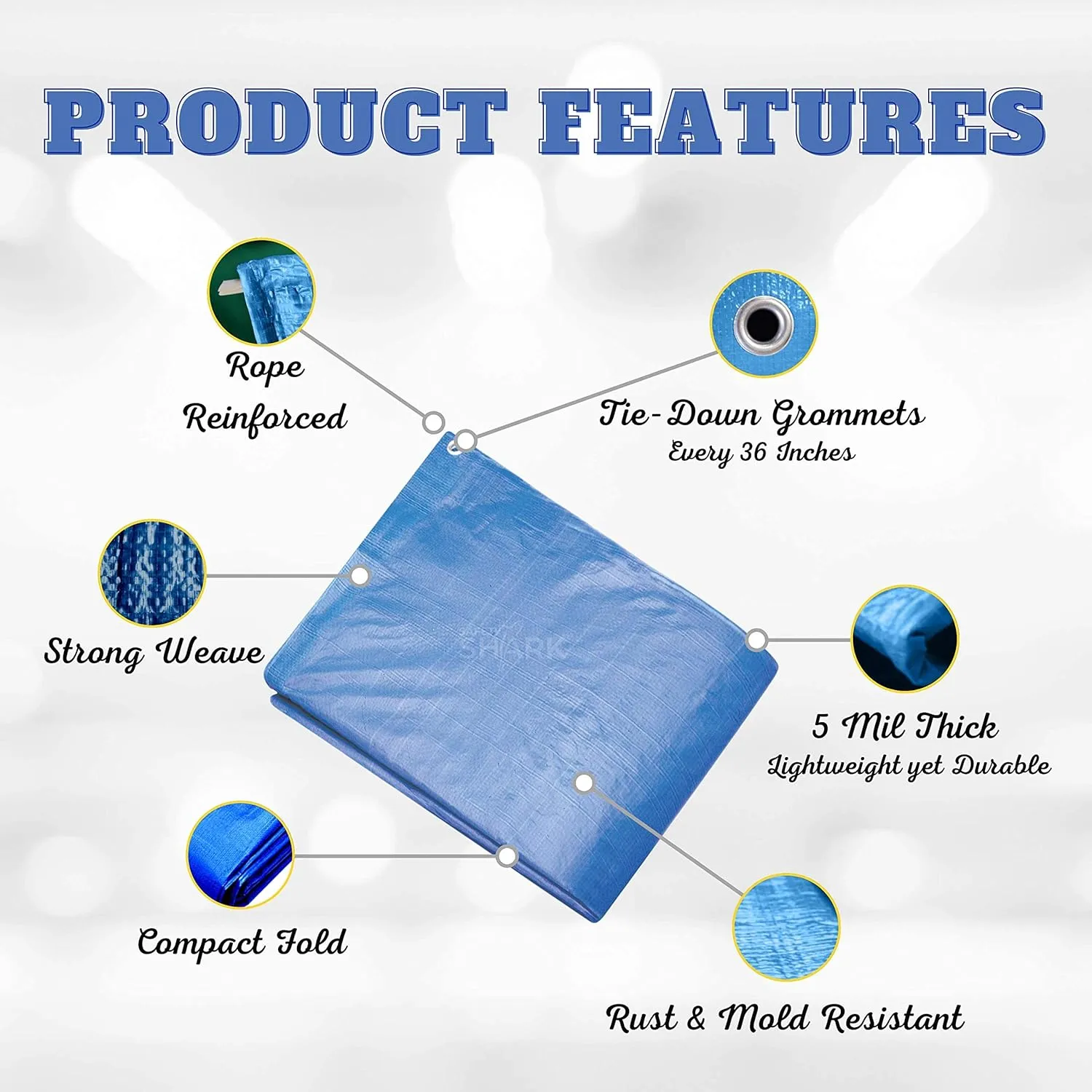 Tarps Heavy Duty Waterproof 20x30 Feet - 5 Mil Heavy Duty Tarp - Large Blue Tarp Waterproof Protection, Use As Outdoor Weatherproof Cover to Shield Your Pool, Car, Patios, Leaking Roofs