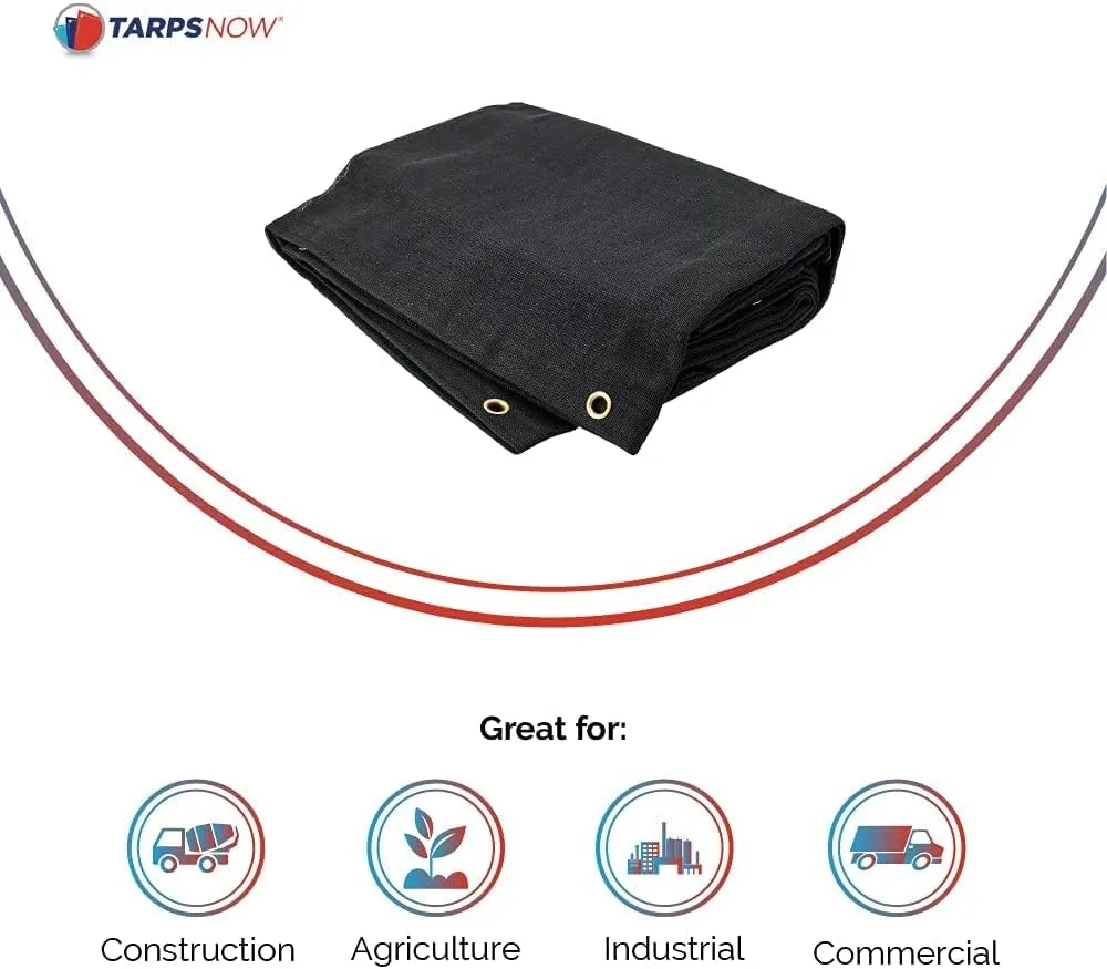 Tarps Now 8x16 ft Heavy Duty Mesh Tarp, 75% Sunblock Shade Cloth with Grommets & Reinforced Edges, Useful for Dump Trucks, Patio Privacy Screen, Wind Block, Canopies, & Pool Cover-Black