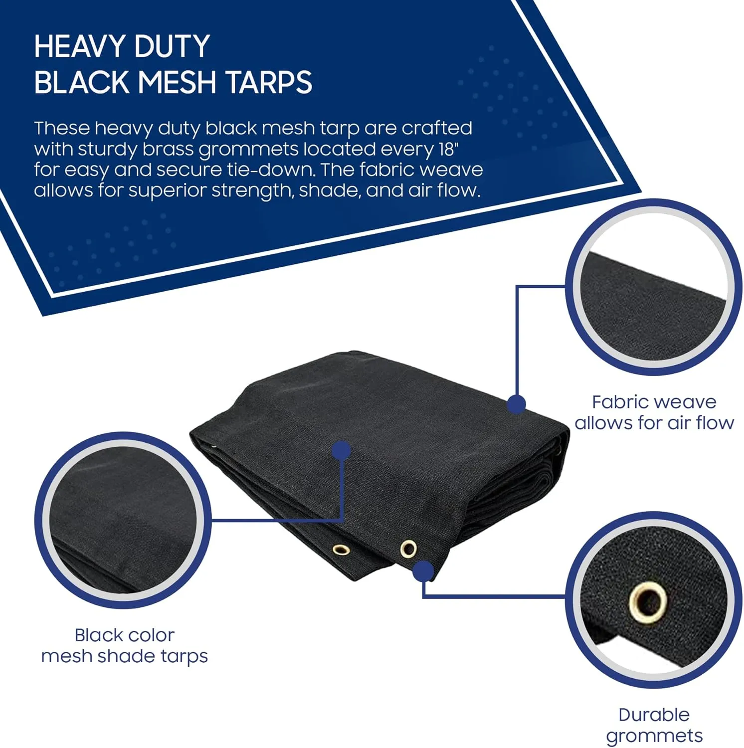 Tarps Now 8x16 ft Heavy Duty Mesh Tarp, 75% Sunblock Shade Cloth with Grommets & Reinforced Edges, Useful for Dump Trucks, Patio Privacy Screen, Wind Block, Canopies, & Pool Cover-Black