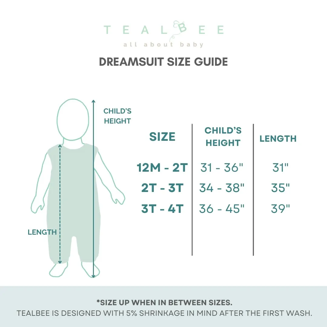 Tealbee Dreamsuit: Toddler Sleep Sack with Feet 12-18 months, 18-24 months - 1.2 TOG All Season Baby Wearable Blanket for Walkers - Rayon made from Bamboo, Organic Cotton Sleep Bag (12m-2T) - Alphabet
