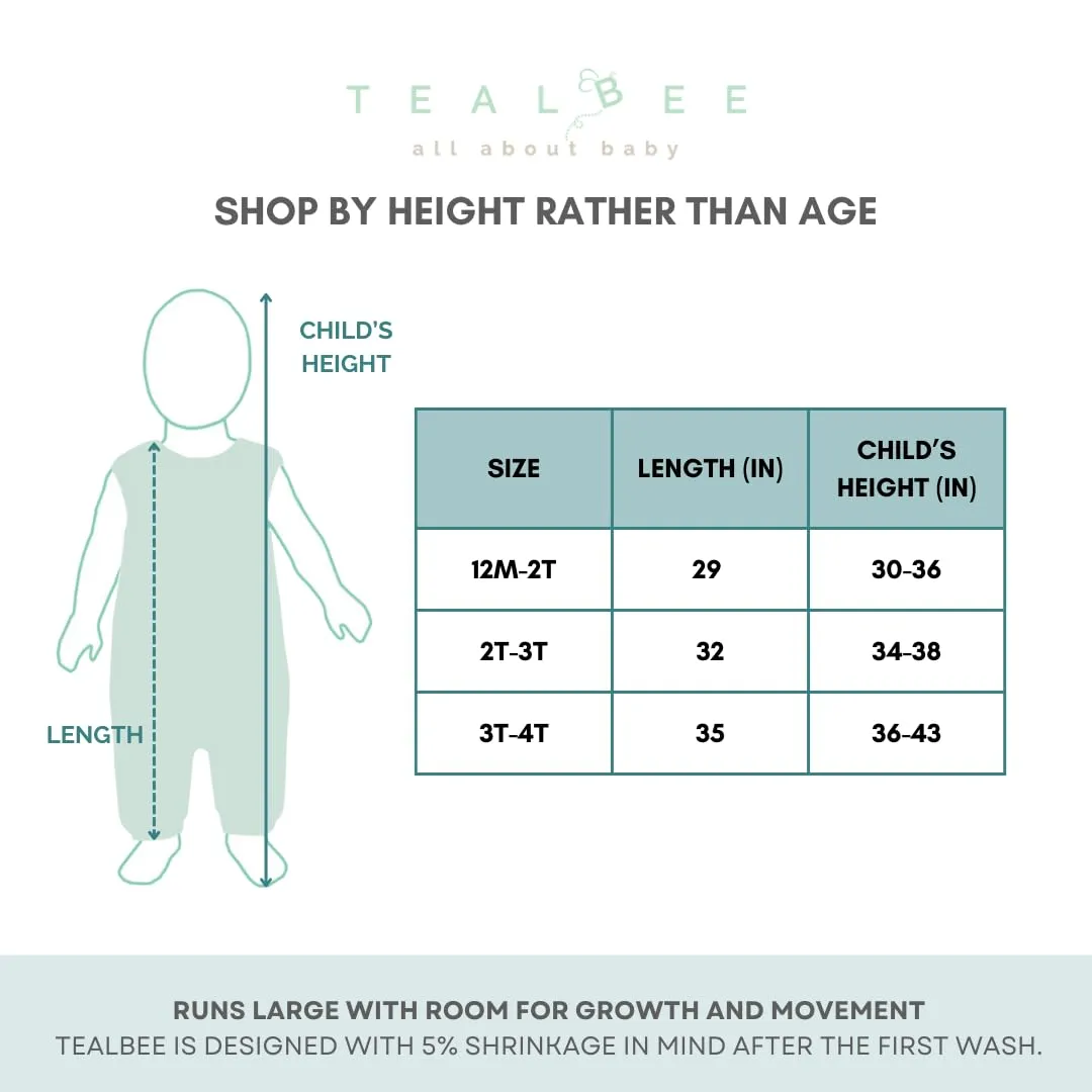 Tealbee Dreamsuit: Toddler Sleep Sack with Feet 12-18 months, 18-24 months - 1.2 TOG All Season Baby Wearable Blanket for Walkers - Rayon made from Bamboo, Organic Cotton Sleep Bag (12m-2T) - Alphabet