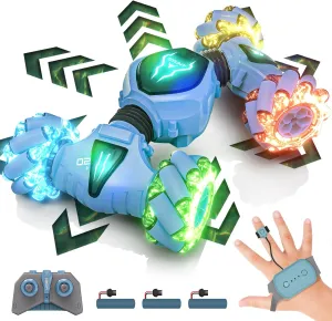 Tecnock Remote Control Car for Boys Girls, 2.4GHz 4WD Gesture Sensing RC Stunt Car Toys - 360° Rotating Double Sided Hand Controlled RC Cars with LED Lights, Gifts for Kids