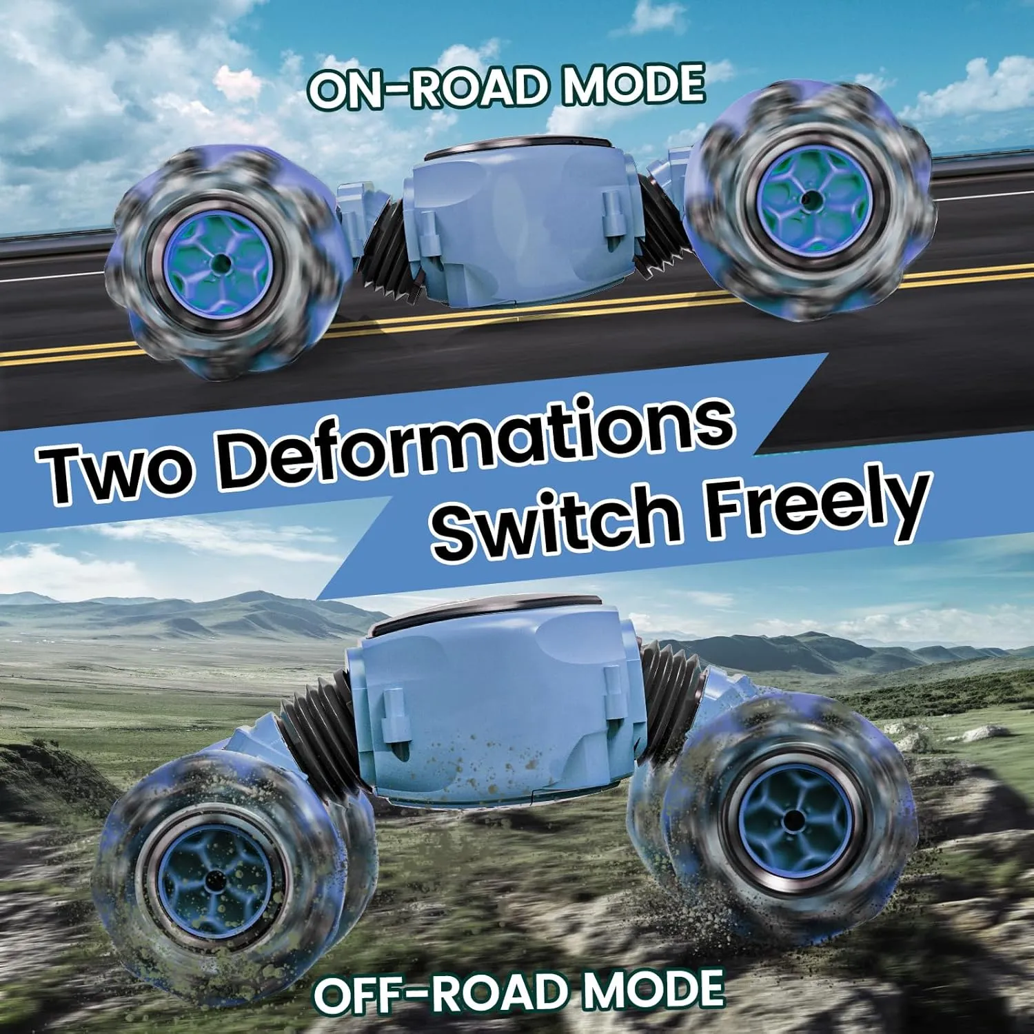 Tecnock Remote Control Car for Boys Girls, 2.4GHz 4WD Gesture Sensing RC Stunt Car Toys - 360° Rotating Double Sided Hand Controlled RC Cars with LED Lights, Gifts for Kids