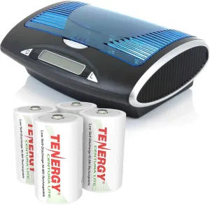 Tenergy Centura Lite Batteries D Size Rechargeable Batteries, Precharged 4 D Size Batteries, Ideal for Everyday Electronics with Heavy Daily Usage