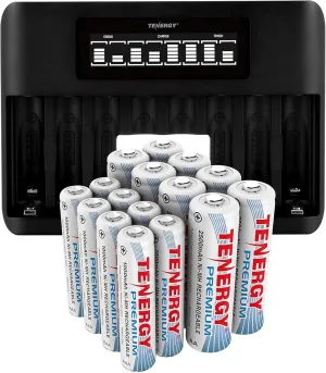 Tenergy Premium 1.2V AA and AA and AAA NiMH Rechargeable Batteries with, 8 Pack Precharged AA and 8 Pack AAA Batteries Ideal High Power Electronics