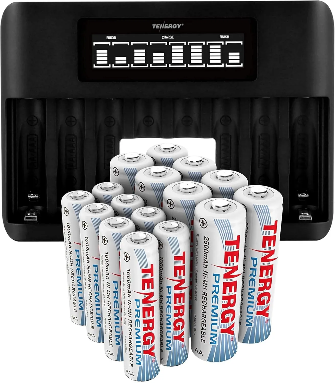 Tenergy Premium 1.2V AA and AA and AAA NiMH Rechargeable Batteries with, 8 Pack Precharged AA and 8 Pack AAA Batteries Ideal High Power Electronics