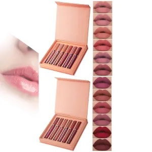 The Everlasting Liquid Lipstick Matte Set Of 6, Matte Liquid Moisturizing Lip Gloss Kit, Non Stick Cup Lip Makeup, Non-Fading Waterproof Lip Gloss Set For Women (#AB, one size)