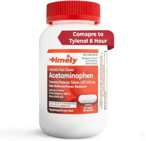 Timely Acetaminophen 650 Mg Extended Release - Compared to Tylenol 8 HR Arthritis Pain Active Ingredient - Fever Reducer, Arthritis Pain Reliever, Joint Pain Relief Pills - 225 Caplets