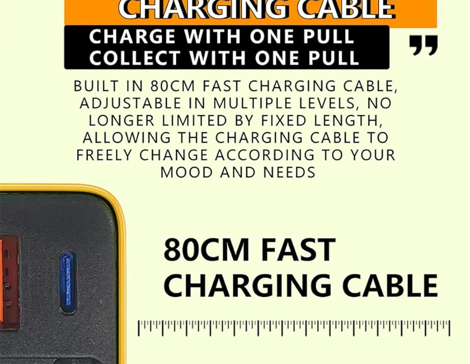 Tobre 3 in 1 Charger 80 Watt, 3 in 1 Gan Charger, Scalable 80w Max Fast Charger Module with Type-C Cable and 2 USB Ports, Retractable 80w Max All in One Charge for Phone, Laptops (2pcsC)