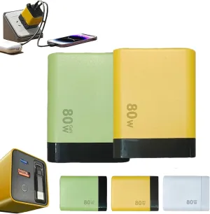 Tobre 3 in 1 Charger 80 Watt, 3 in 1 Gan Charger, Scalable 80w Max Fast Charger Module with Type-C Cable and 2 USB Ports, Retractable 80w Max All in One Charge for Phone, Laptops (2pcsC)