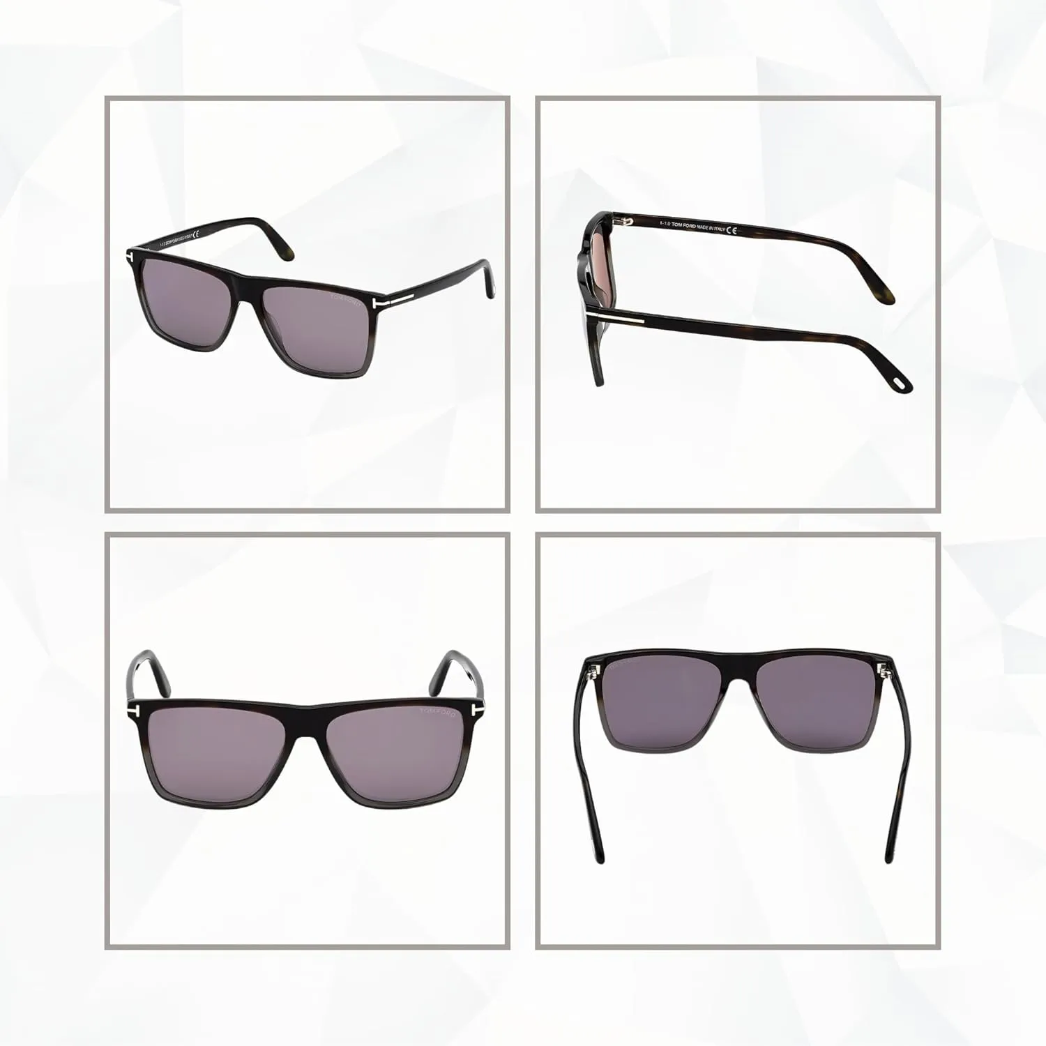 Tom Ford Fletcher FT0832 Square Sunglasses for Men   BUNDLE With Designer iWear Eyewear Kit