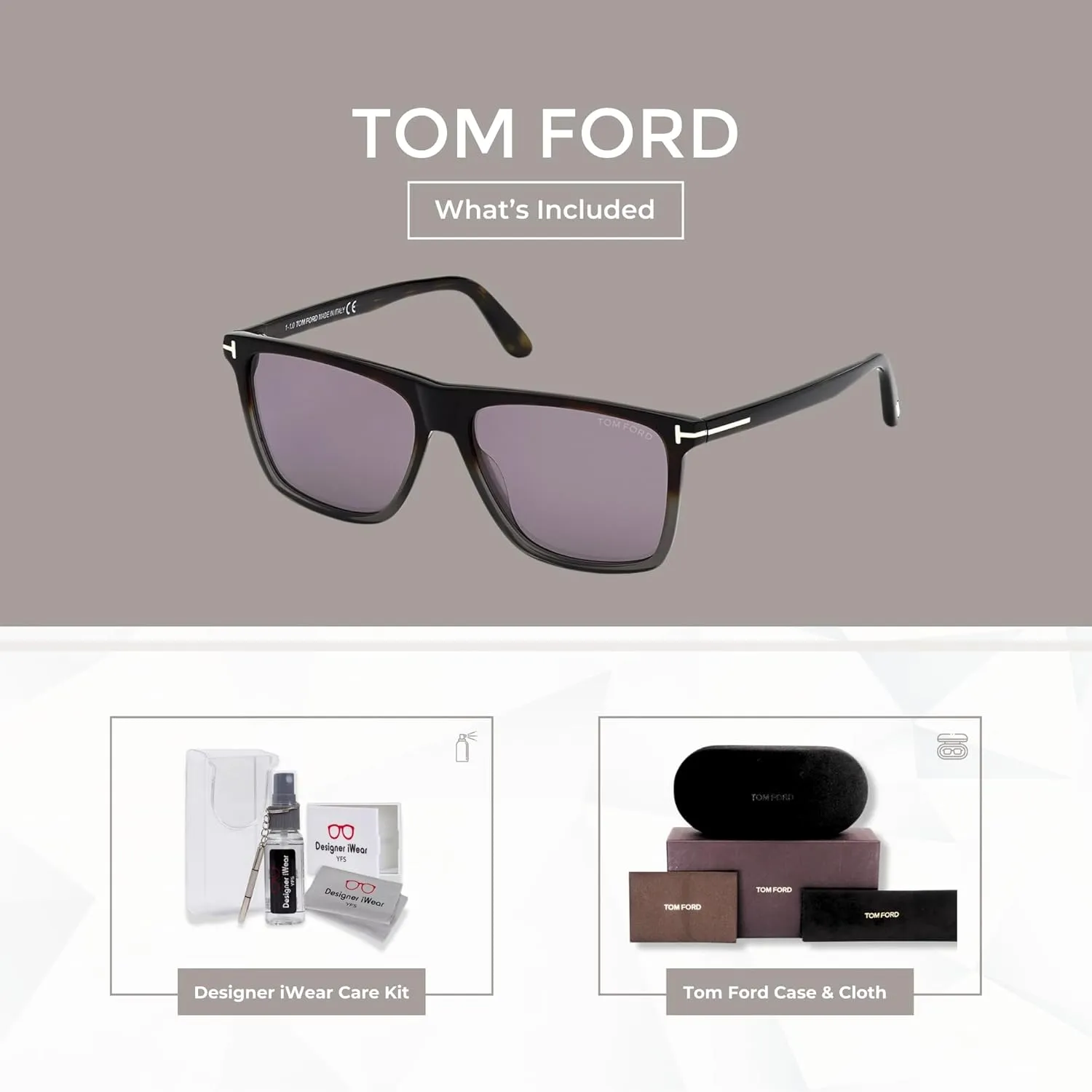 Tom Ford Fletcher FT0832 Square Sunglasses for Men   BUNDLE With Designer iWear Eyewear Kit